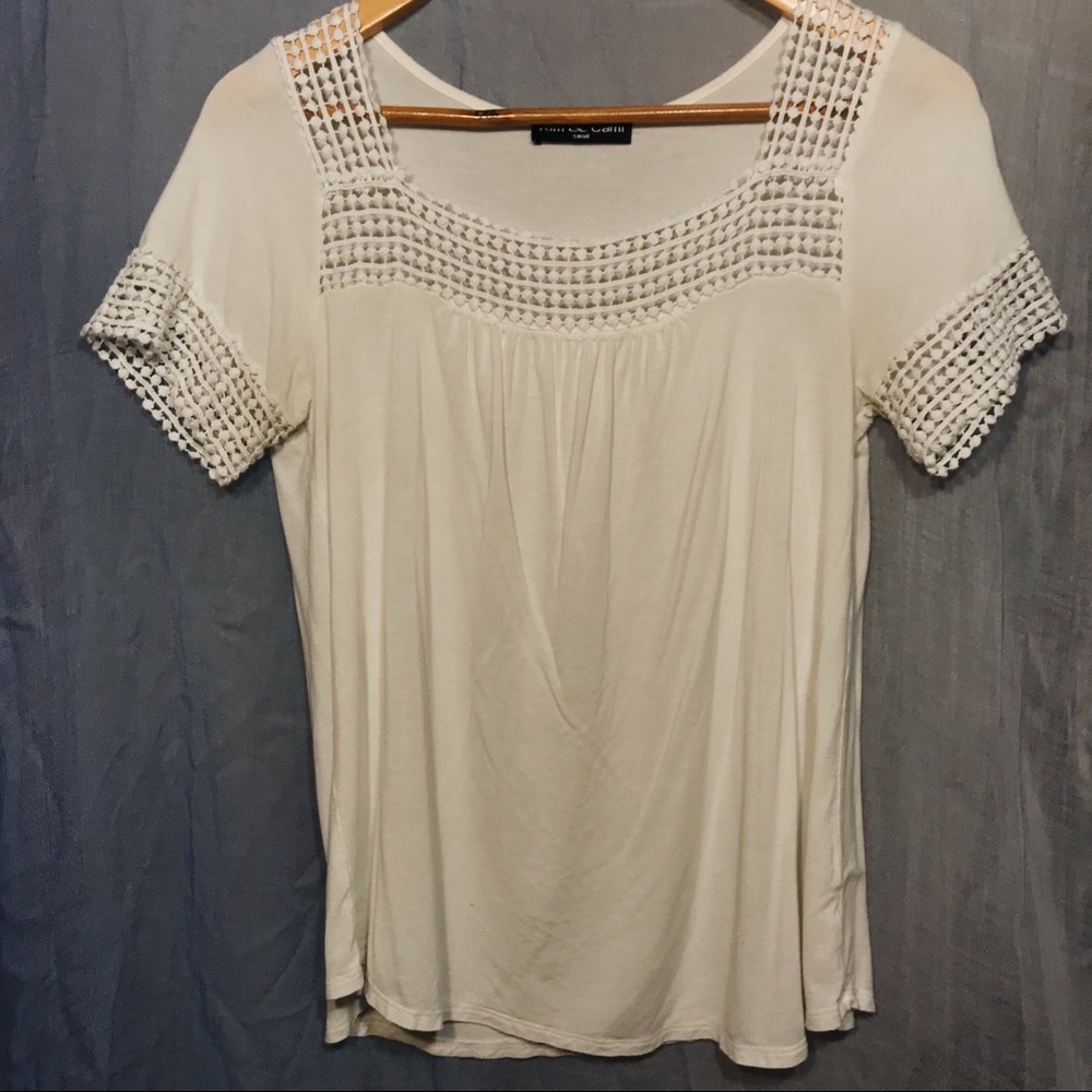 kim & cami white shirt with design