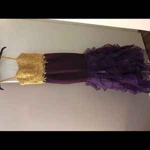 purple and gold prom dress