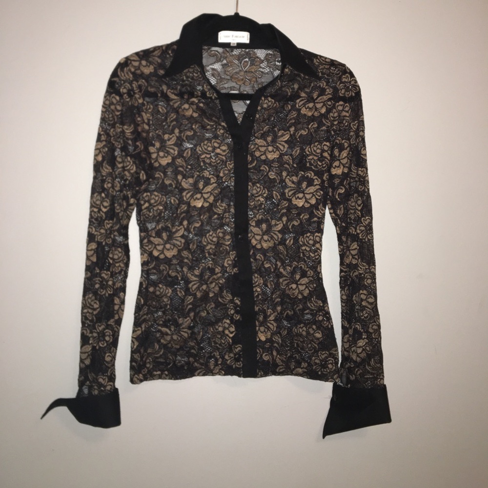 Anne Fontaine Lace Button Up Blouse