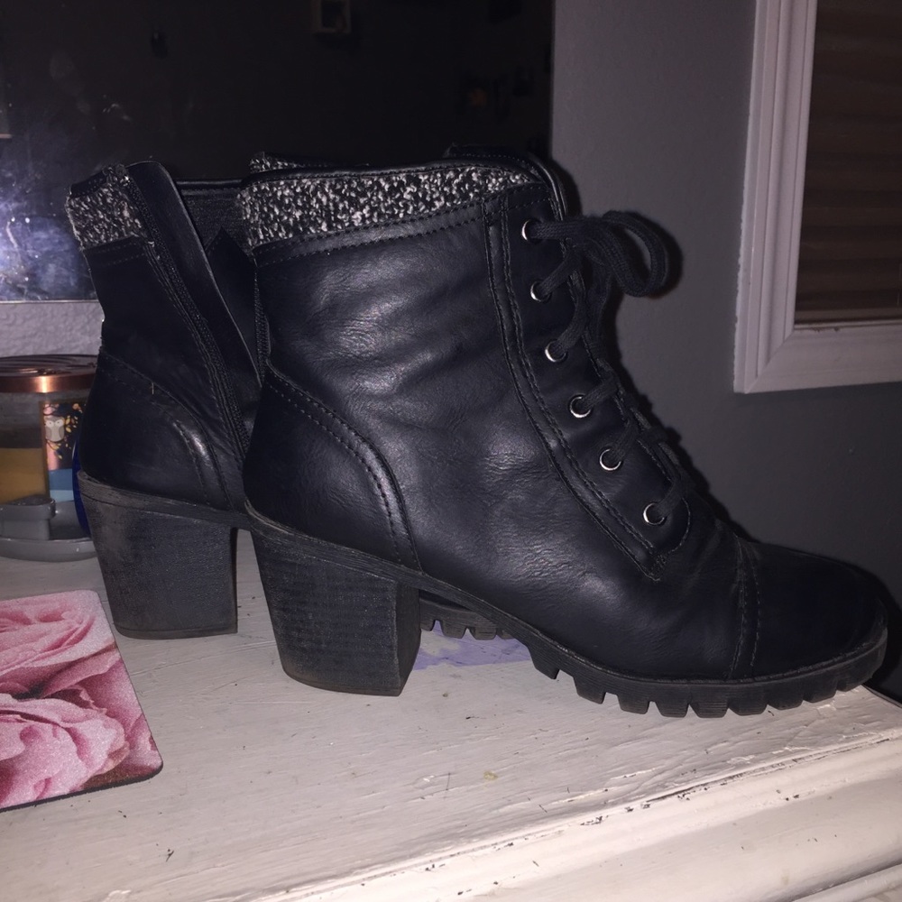 High heel combat boots