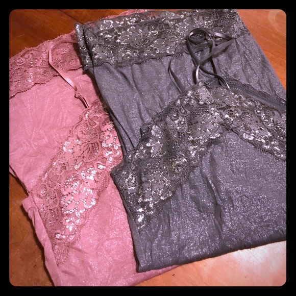Vanity Tops - Lot of 2 2xl shimmery lace camis