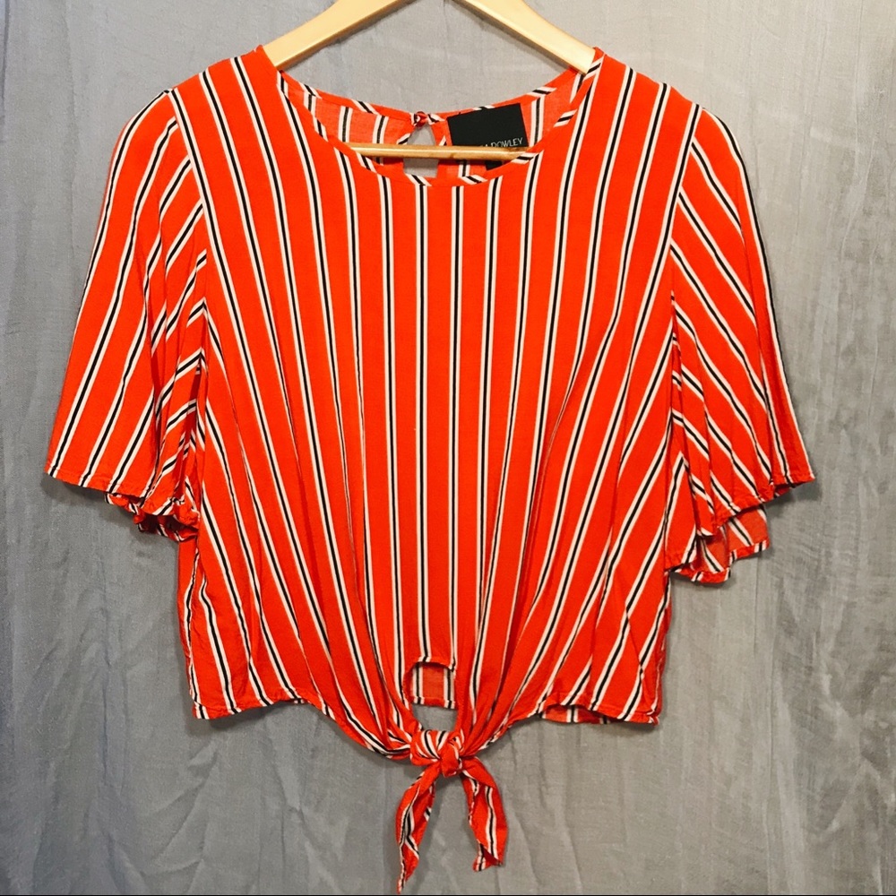 cynthia rowley red and white tie blouse // NWOT