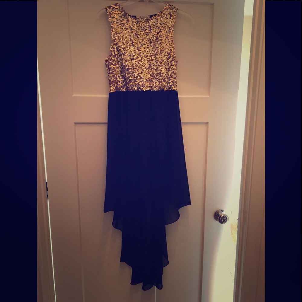 Sequin high low dress with back detail