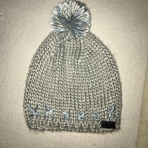 Burton gray and blue beanie with pompom