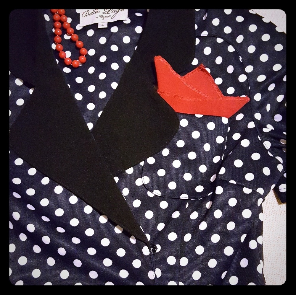 Retro inspired Bettie Page polka dot dress size La