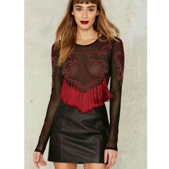 Nasty Gal Tops - Nasty Gal Mariana bodysuit sheer embellished