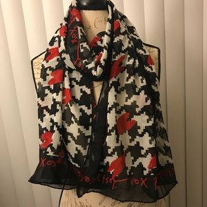 Betsey Johnson Houndstooth and Hearts Scarf