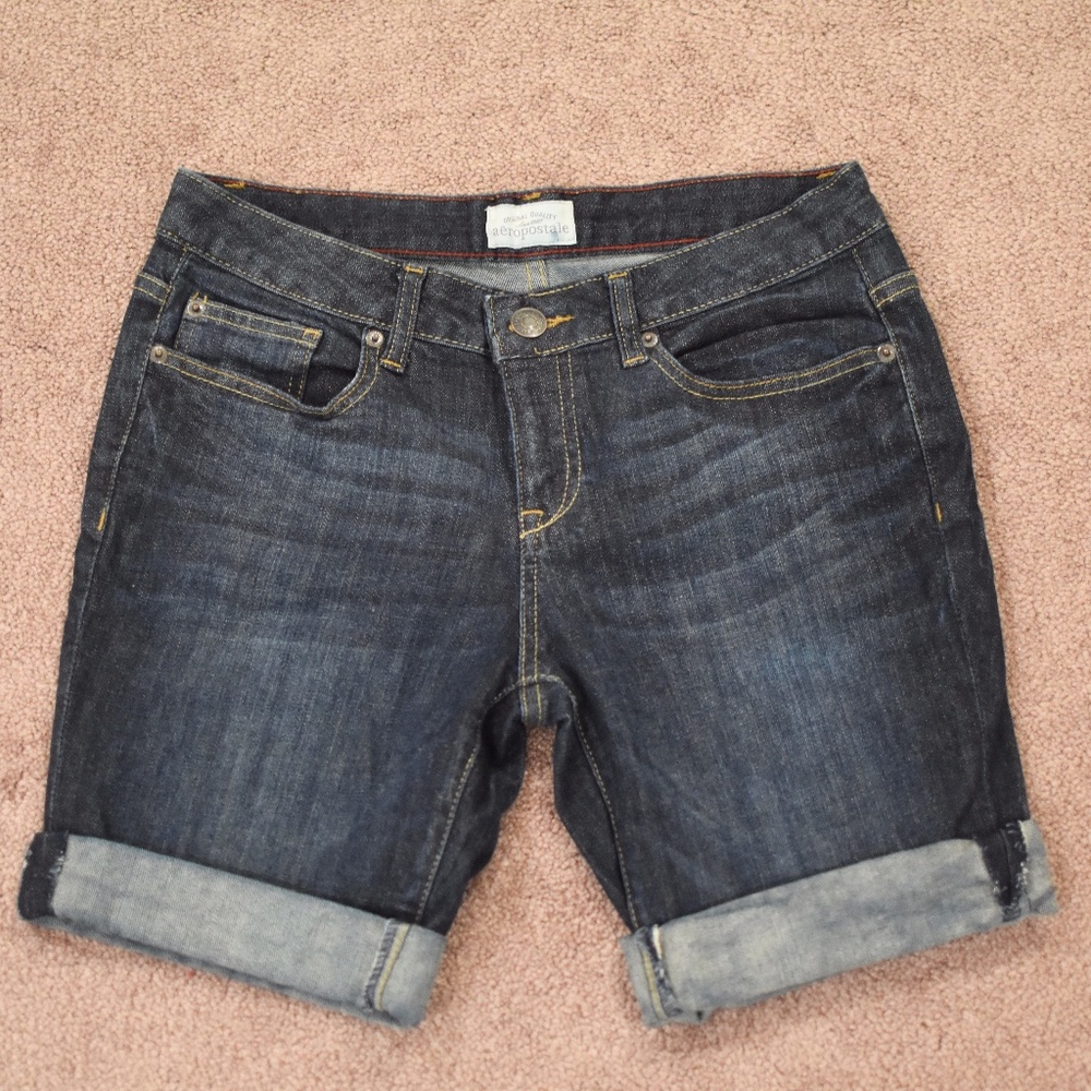Never Worn Aeropastle Bermuda Dark Jean Shorts
