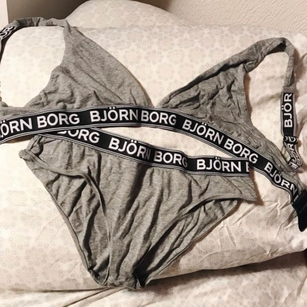 björn borg grey bra and cheeky panty set // NWOT
