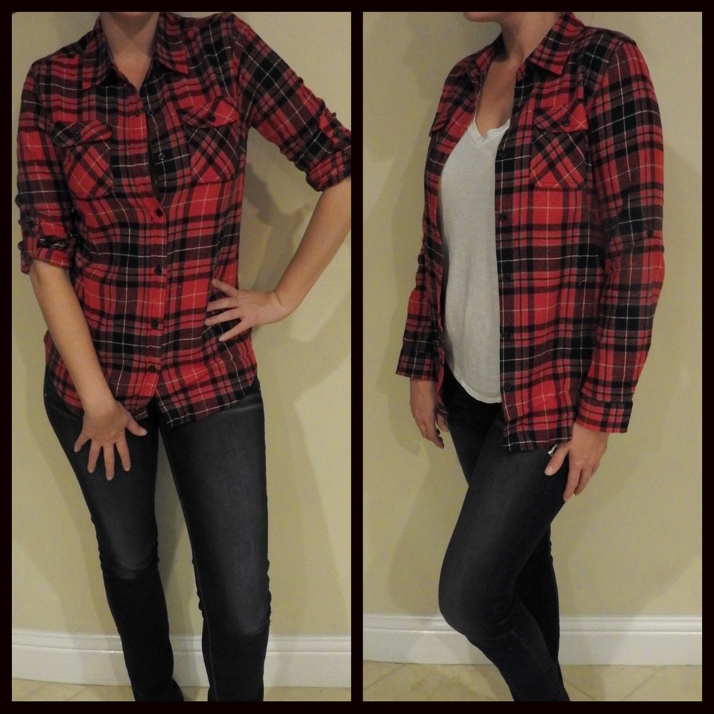 CLEARANCE-FIRM‼️Button up Plaid Top - Picture 3 of 7