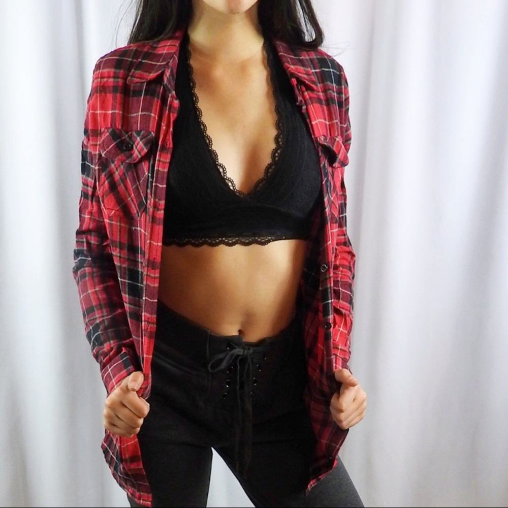 CLEARANCE-FIRM‼️Button up Plaid Top - Picture 2 of 7