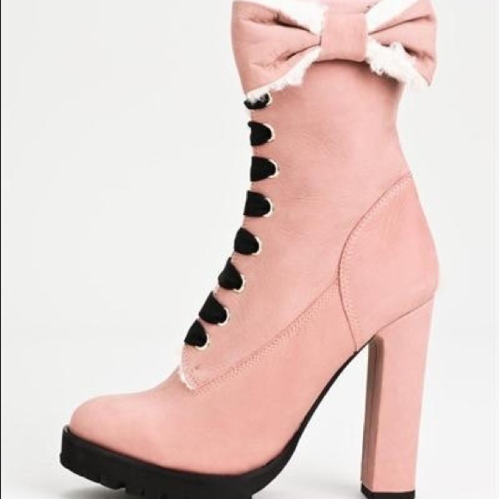 💖 Valentino Red Pink Suede Platform Fur Boot 36 6