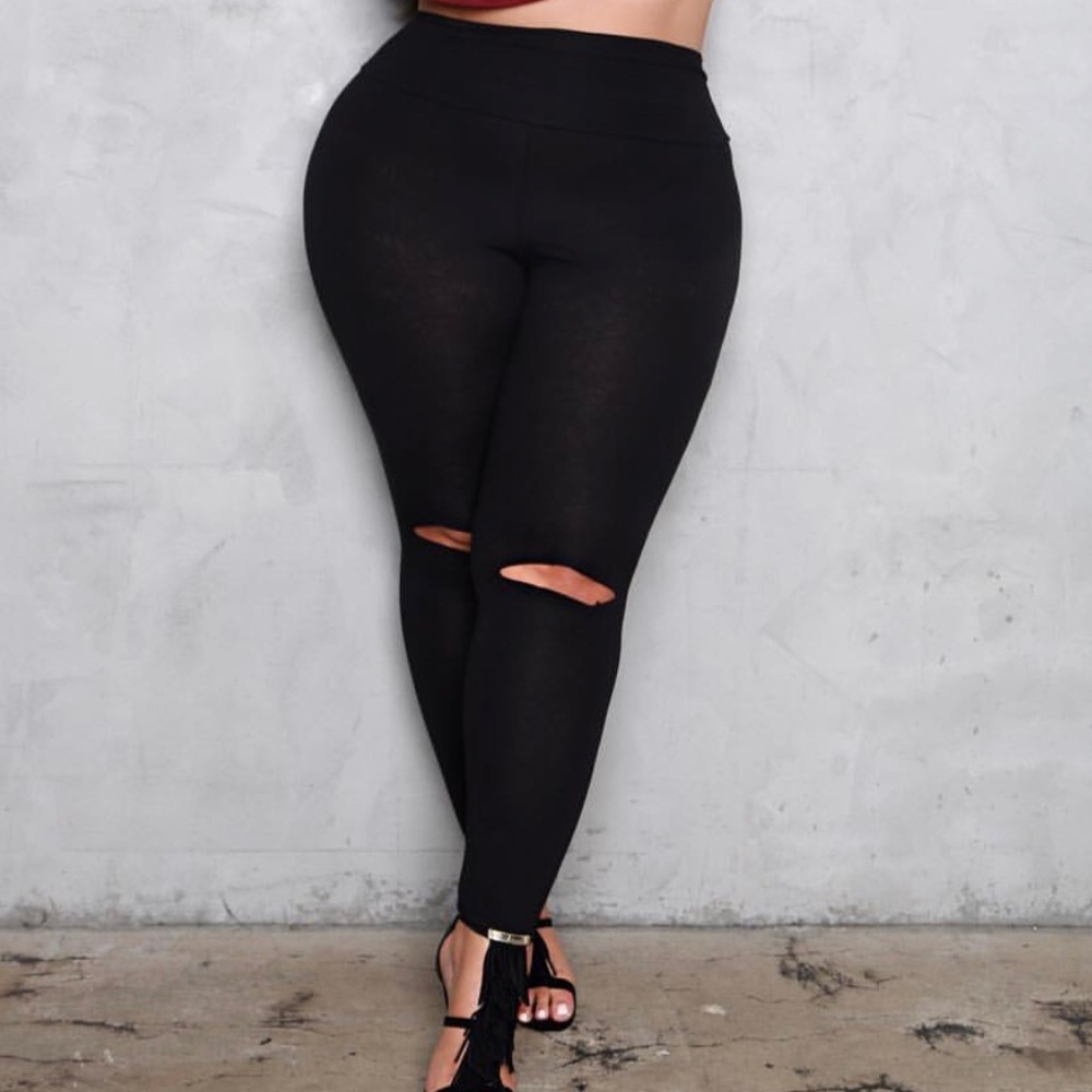 Plus size slit knee leggings 3XL