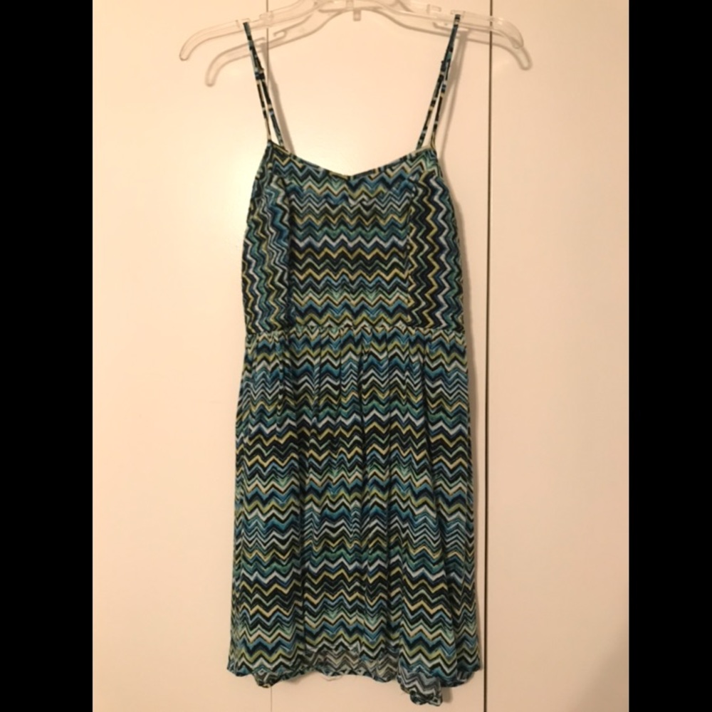 Chevron spaghetti strap hi-low dress