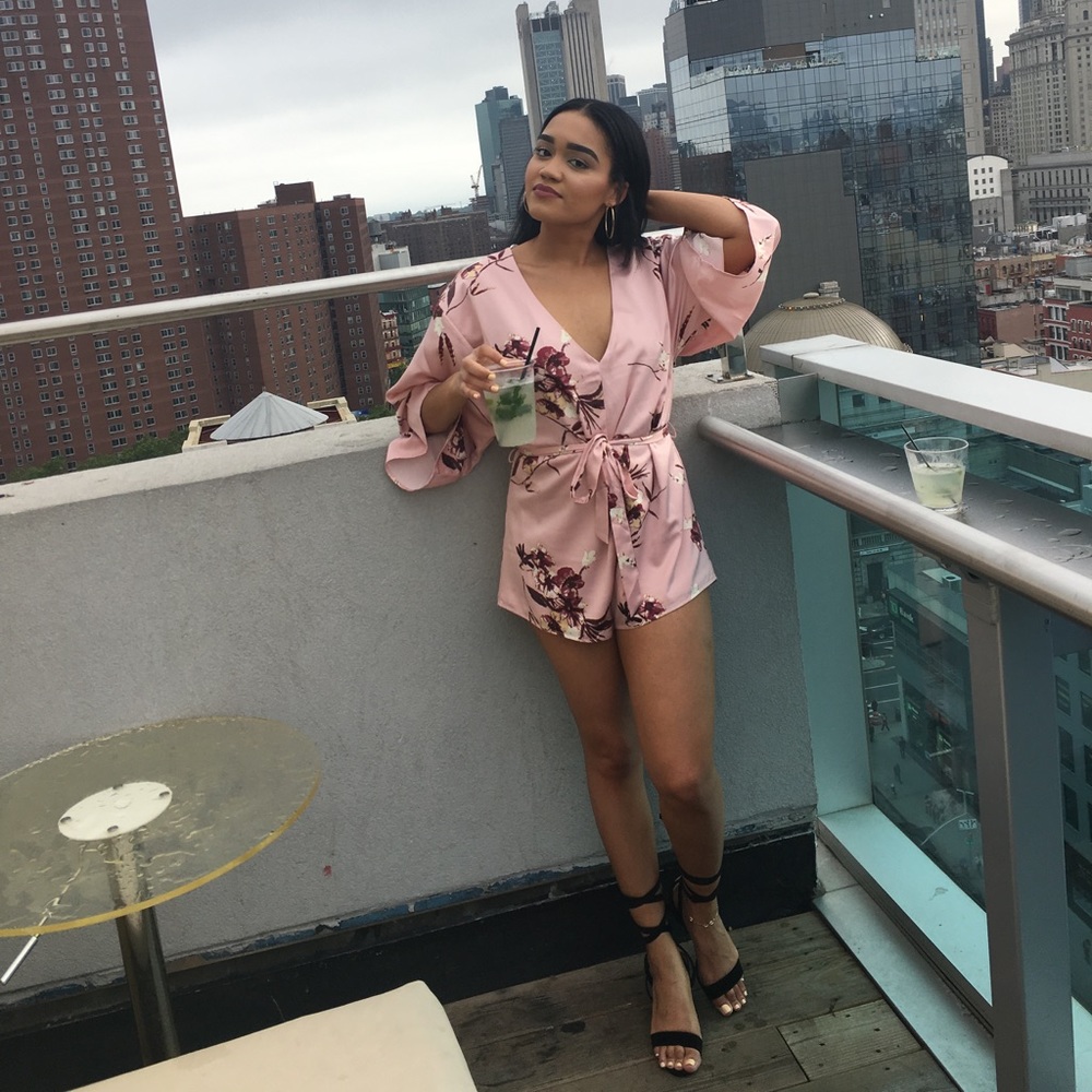 Pink satin romper - Picture 3 of 5
