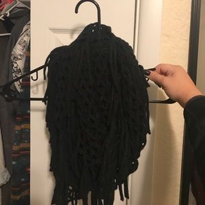 Black fringe infinity scarf