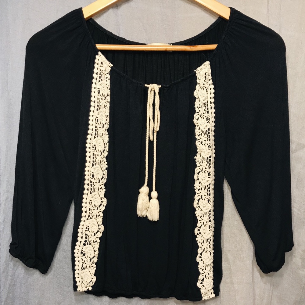 PERSAYA navy crop blouse // NWOT