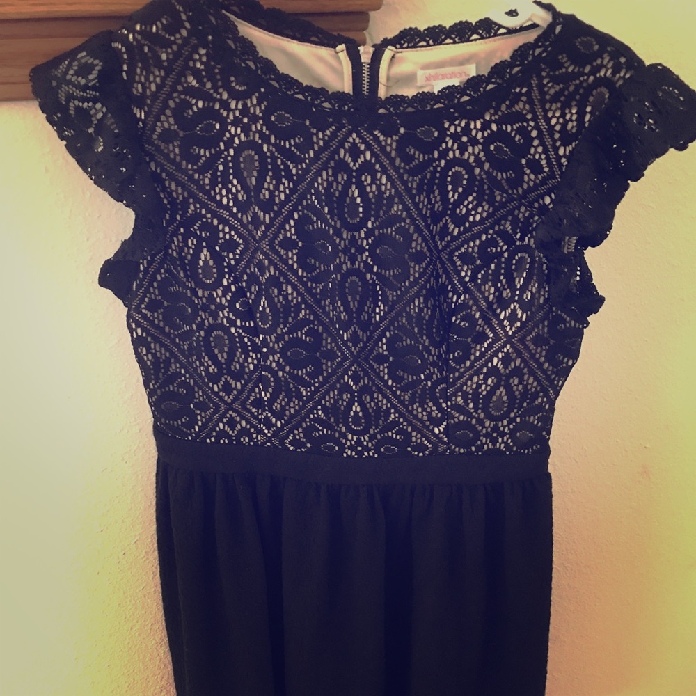 Black crochet cocktail dress