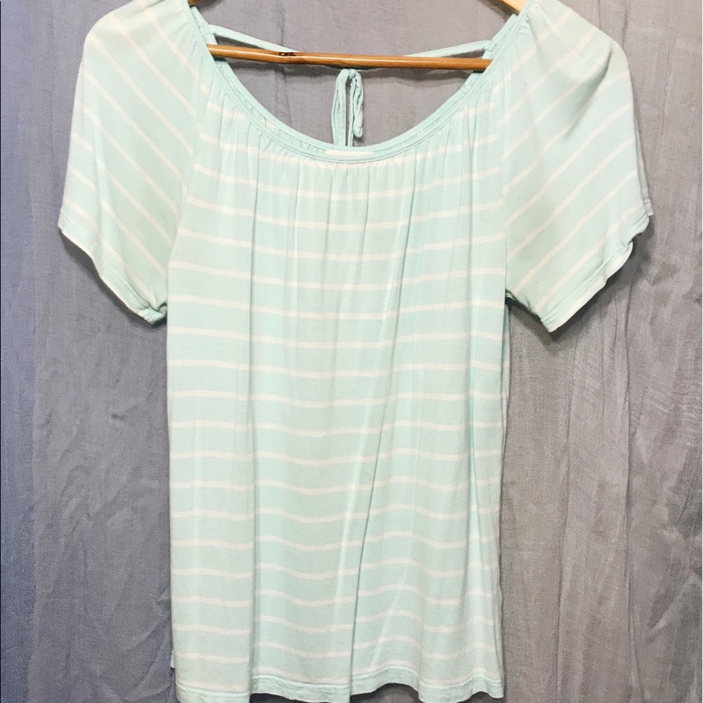 old navy sky blue and white striped blouse // NWOT