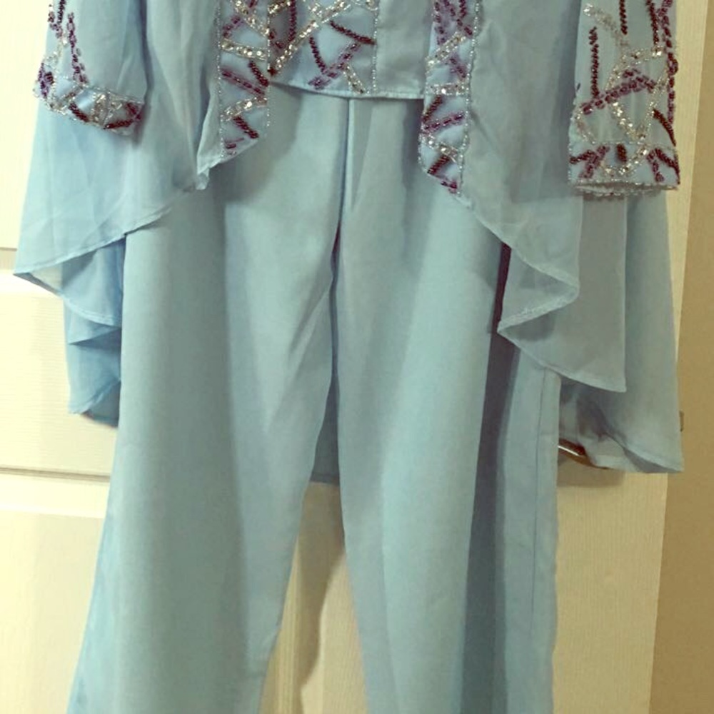 Pant suit jewel ankle length chiffon ..