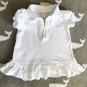 Ralph Lauren white polo cotton shirt with ruffles