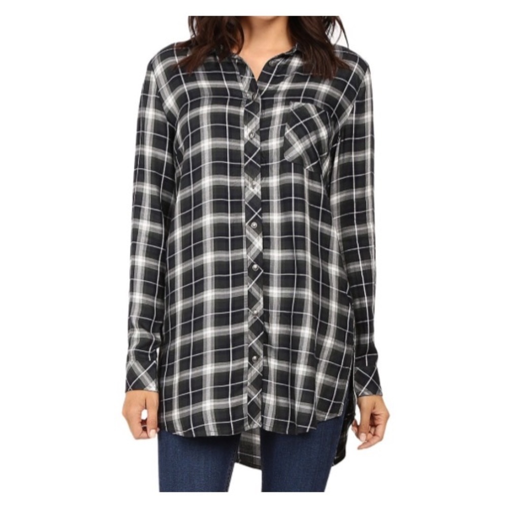 NWT Kut Green Plaid Tartan Button Down Tunic TopXS