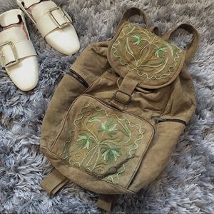Bohemian Tan embroidered Backpack