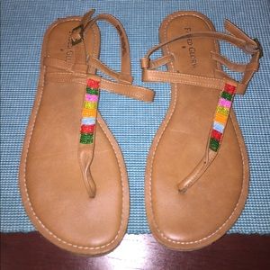 BROWN BEADED SANDALS