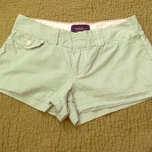 American Eagle Favorite shorts in green and white.