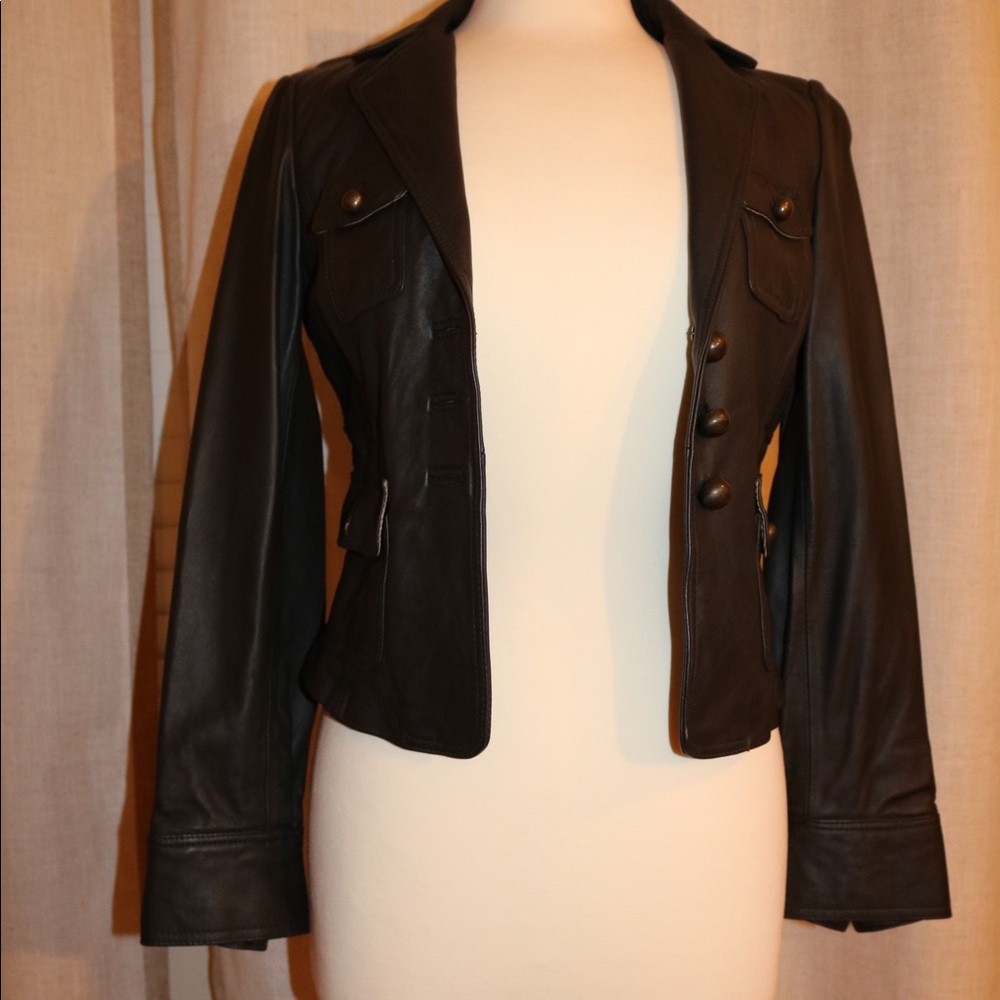 Bebe Dark Chocolate Brown Leather Jacket