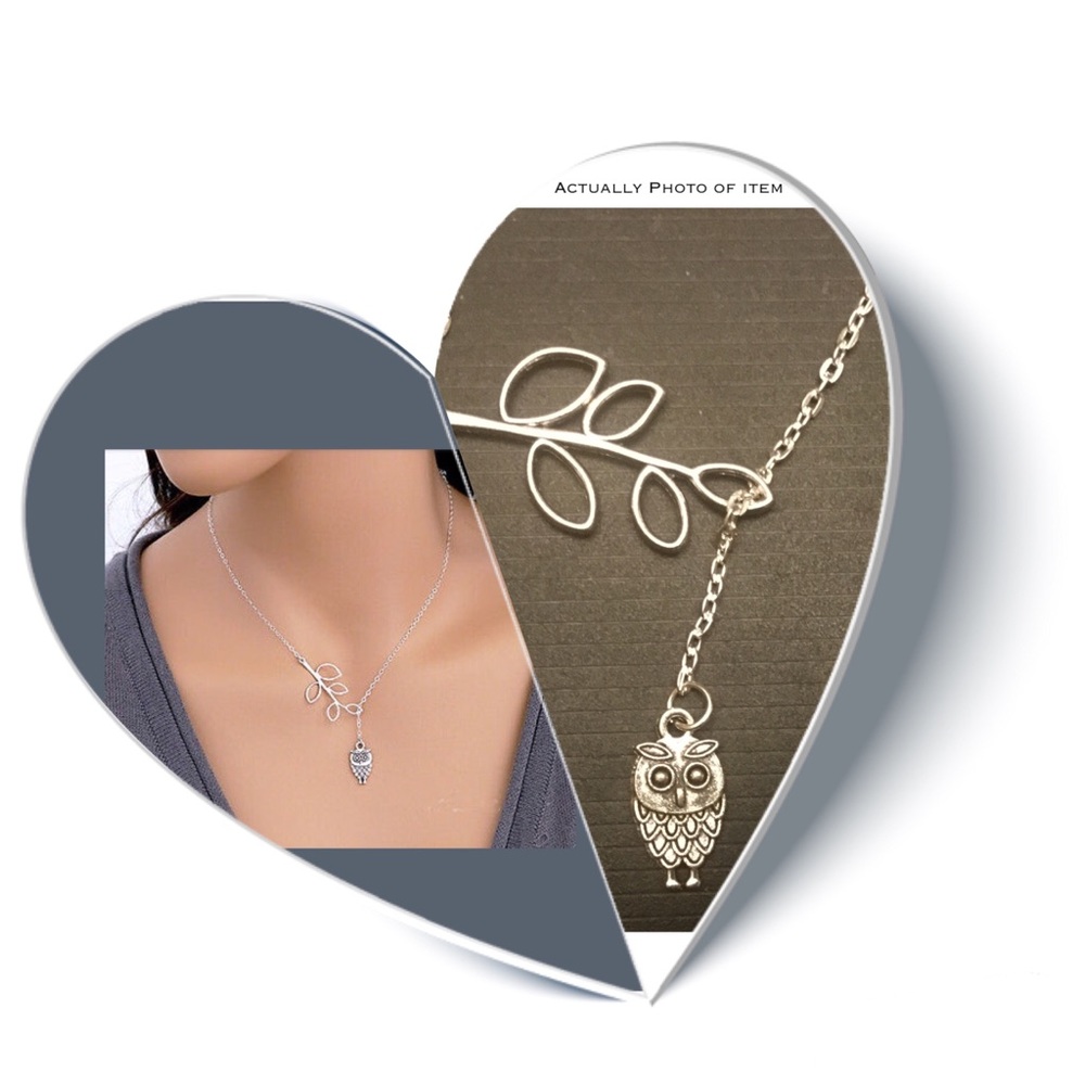 Lady's Branch Leaves Owl Charm Necklace