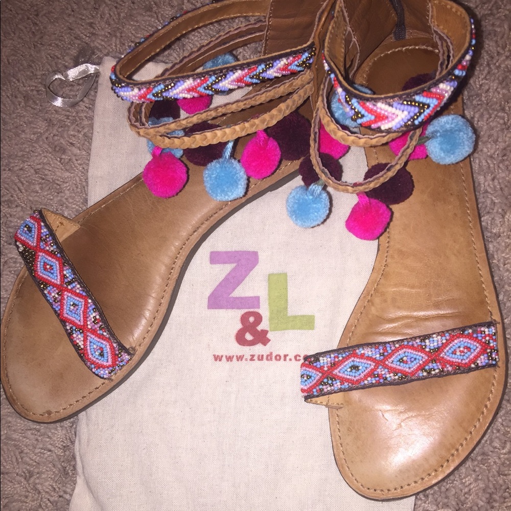 Fringe Pom Pom Sandals