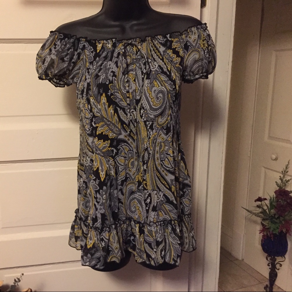 Women's size M top sexy sheer off the shoulder