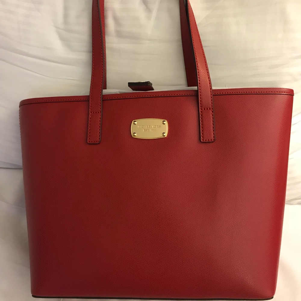 Michael Kors Red  SM Travel Tote Leather 10x 13
