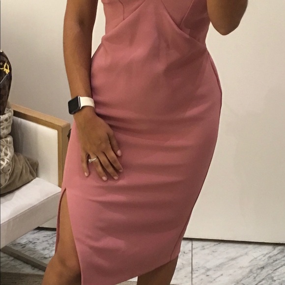 Topshop V-Neck Pink Midi Dress - Picture 2 of 5