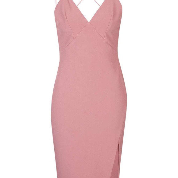 Topshop V-Neck Pink Midi Dress - Picture 5 of 5