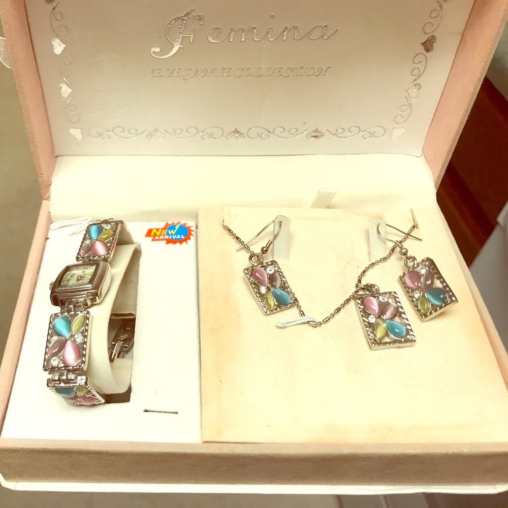 Watch, necklace, earring set