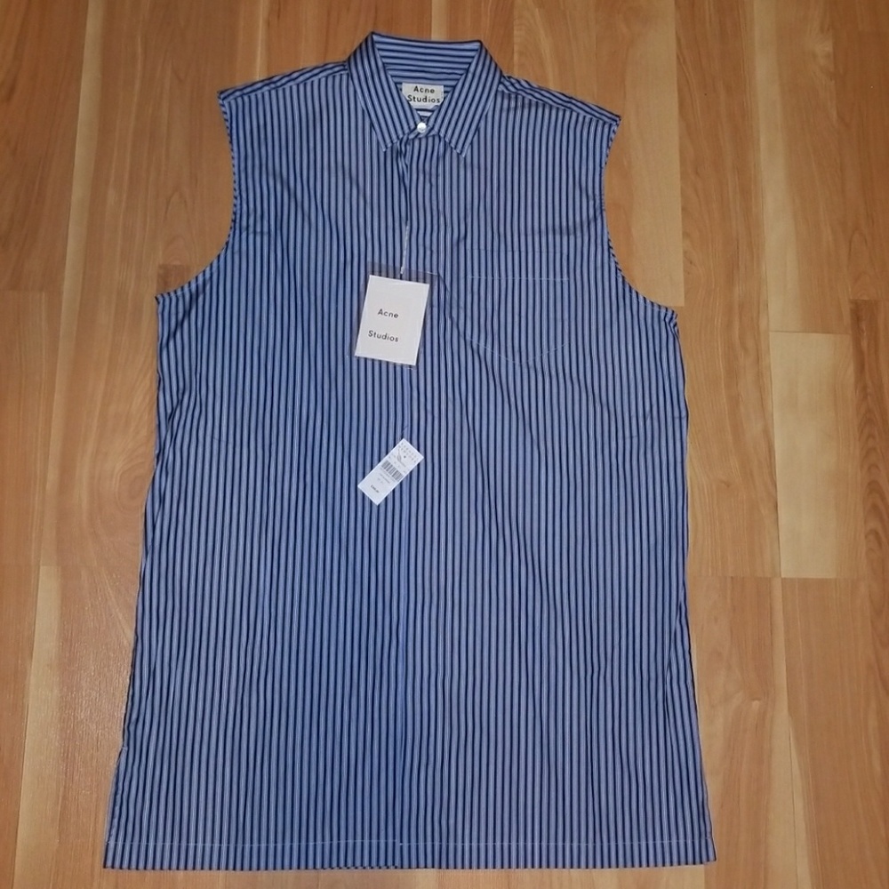 Acne Studios Striped Long Line Sleeveless Shirt