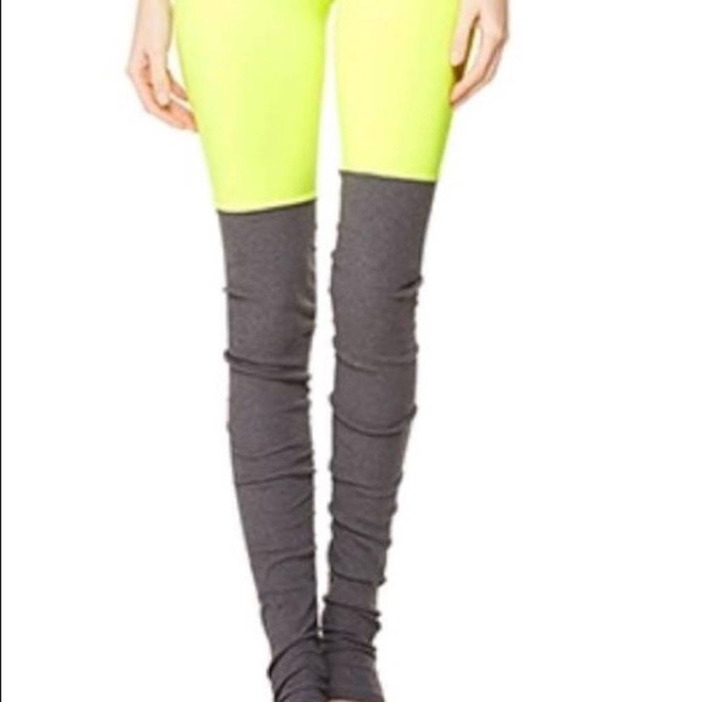 Alo Goddess Yoga Leggings  Neon Yellow & Gray (M)