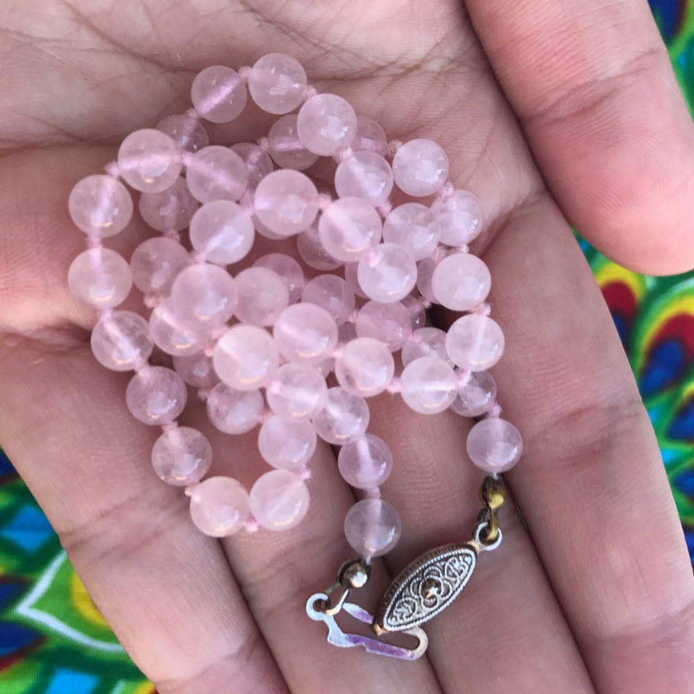 Vintage Rose Quartz choker