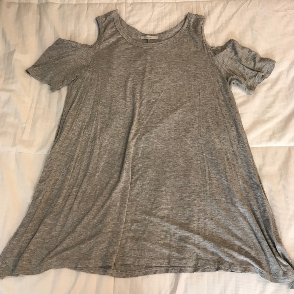 Grey flowy off the shoulder top