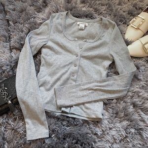 GLAMOROUS Grey Long sleeve Top with Buttons