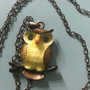 Perched Owl Pendant Necklace