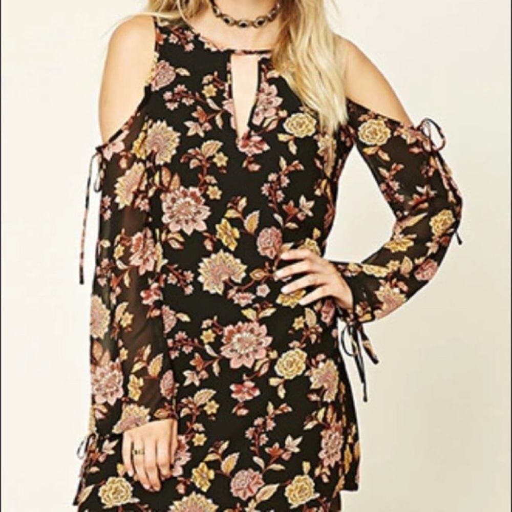 Forever21 Floral Cold Shoulder Dress