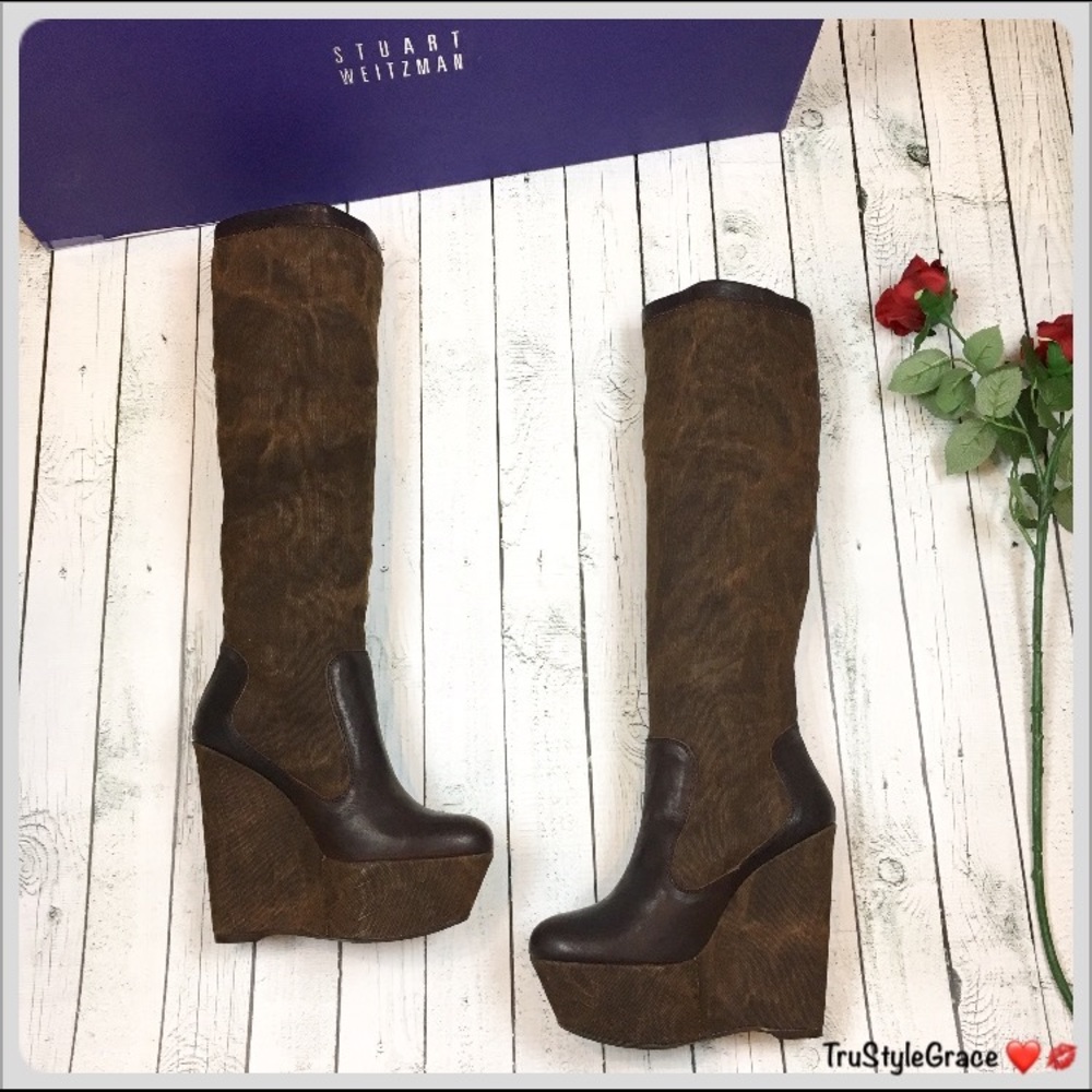 BNIB Stuart Weitzman Kneedeep Platform Wedge Boots