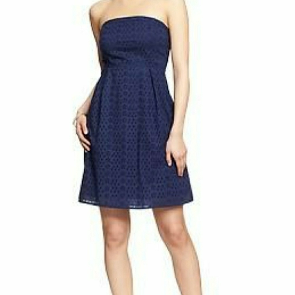 Navy Blue Strapless Dress 🛍👗👜