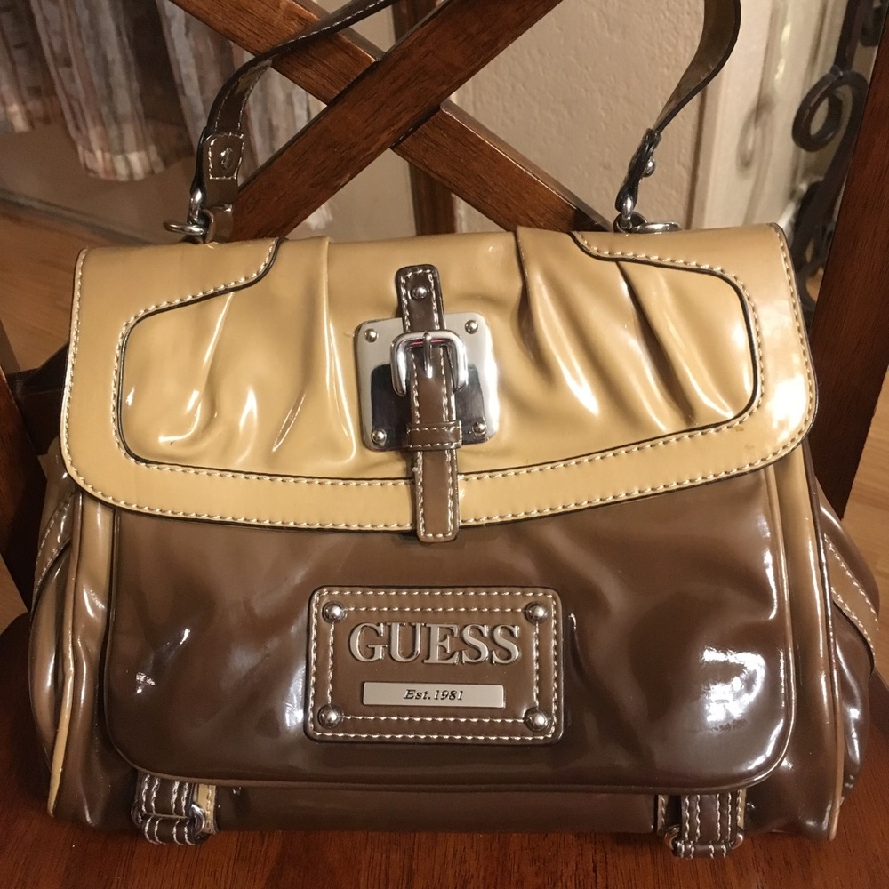#C  Brown and cream faded Guess purse