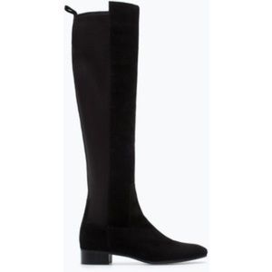 ZARA Black leather Knee High Boots