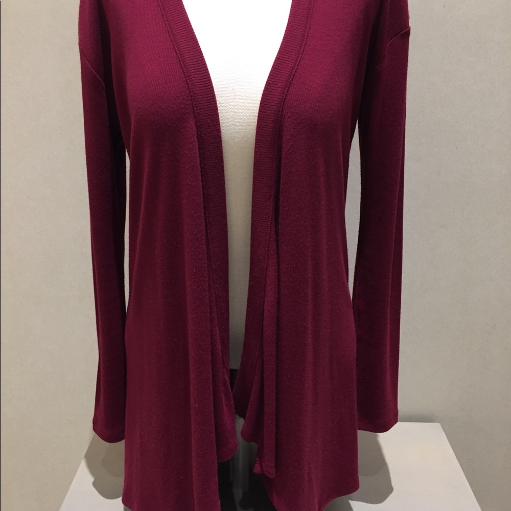 Cranberry color jjill cardigan sweater