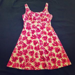 LAST CHANCE Pink Floral Dress above Knee Length